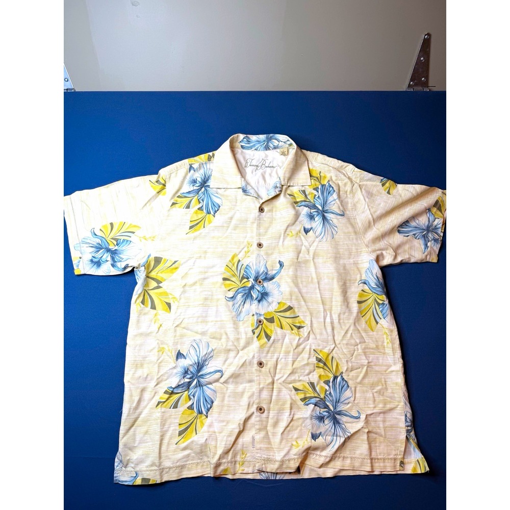 Tommy Bahama Silk Floral Hawaiian Camp Shirt Short Sleeve Button-Up XL